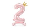 Stojący balon foliowy cyfra "2", 84 cm, jasny różowy Stojący balon foliowy cyfra "2", 84 cm, jasny różowy