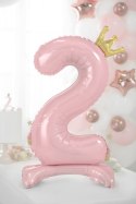 Stojący balon foliowy cyfra "2", 84 cm, jasny różowy Stojący balon foliowy cyfra "2", 84 cm, jasny różowy