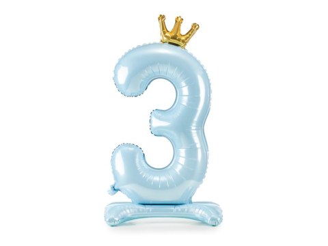 Stojący balon foliowy cyfra "3" , 84 cm, błękit Stojący balon foliowy cyfra "3" , 84 cm, błękit
