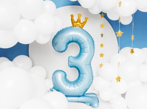 Stojący balon foliowy cyfra "3" , 84 cm, błękit Stojący balon foliowy cyfra "3" , 84 cm, błękit