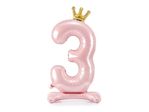 Stojący balon foliowy cyfra "3" , 84 cm, jasny różowy Stojący balon foliowy cyfra "3" , 84 cm, jasny różowy