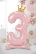 Stojący balon foliowy cyfra "3" , 84 cm, jasny różowy Stojący balon foliowy cyfra "3" , 84 cm, jasny różowy