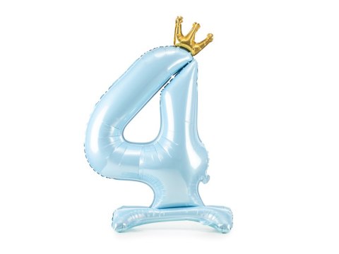 Stojący balon foliowy cyfra "4" , 84 cm, błękit Stojący balon foliowy cyfra "4" , 84 cm, błękit