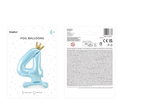 Stojący balon foliowy cyfra "4" , 84 cm, błękit Stojący balon foliowy cyfra "4" , 84 cm, błękit