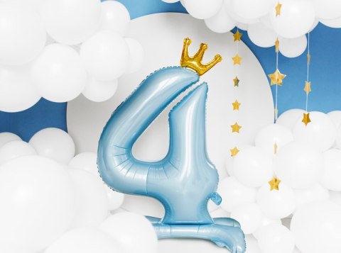 Stojący balon foliowy cyfra "4" , 84 cm, błękit Stojący balon foliowy cyfra "4" , 84 cm, błękit