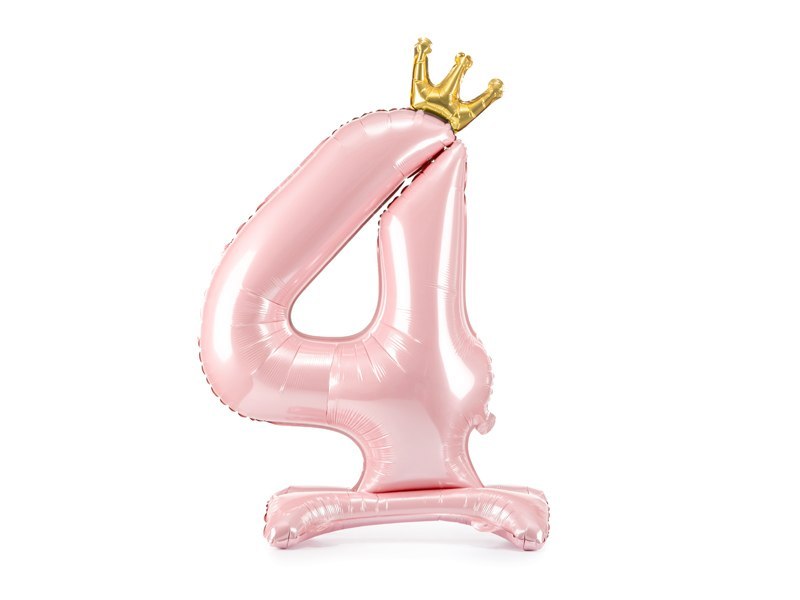 Stojący balon foliowy cyfra "4" , 84 cm, jasny różowy Stojący balon foliowy cyfra "4" , 84 cm, jasny różowy