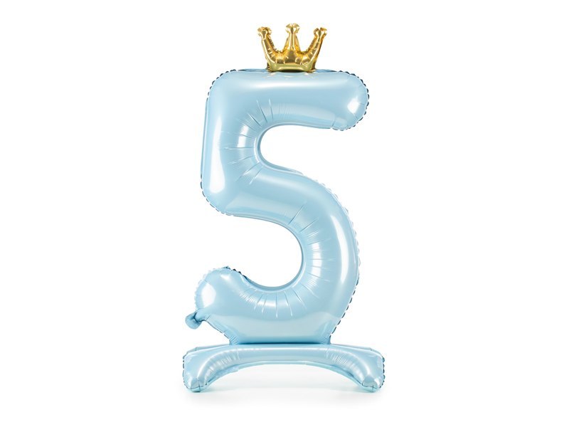 Stojący balon foliowy cyfra "5" , 84 cm, błękit Stojący balon foliowy cyfra "5" , 84 cm, błękit