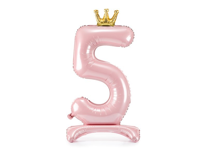 Stojący balon foliowy cyfra "5" , 84 cm, jasny różowy Stojący balon foliowy cyfra "5" , 84 cm, jasny różowy