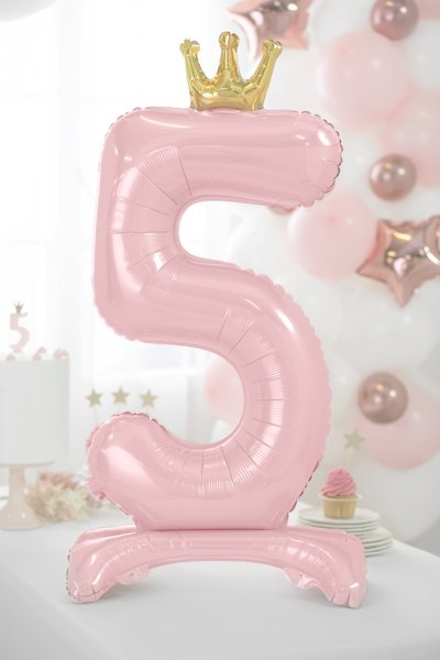 Stojący balon foliowy cyfra "5" , 84 cm, jasny różowy Stojący balon foliowy cyfra "5" , 84 cm, jasny różowy