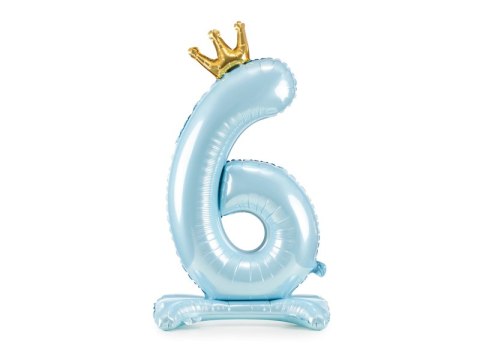 Stojący balon foliowy cyfra " 6 " , 84 cm, błękit Stojący balon foliowy cyfra " 6 " , 84 cm, błękit