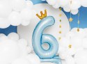 Stojący balon foliowy cyfra " 6 " , 84 cm, błękit Stojący balon foliowy cyfra " 6 " , 84 cm, błękit