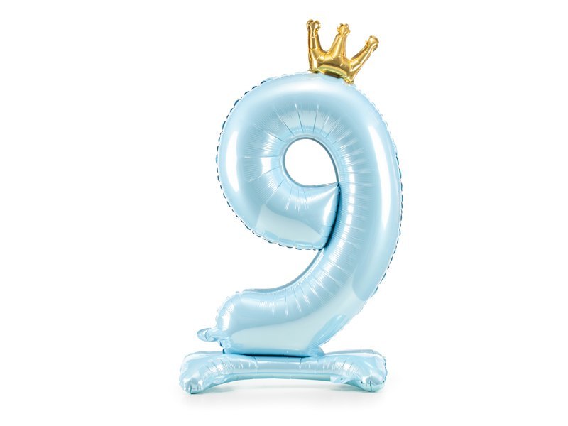 Stojący balon foliowy cyfra "9" , 84 cm, błękit Stojący balon foliowy cyfra "9" , 84 cm, błękit