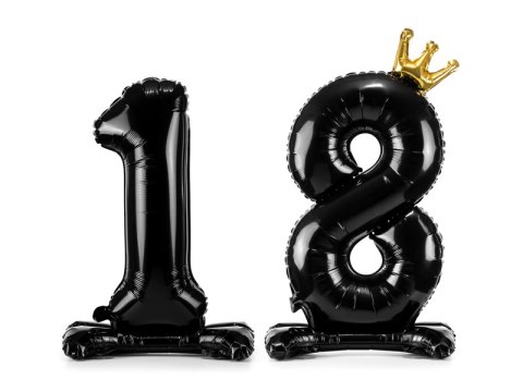 Stojący balon foliowy liczba "18", 84 cm, czarny Stojący balon foliowy liczba "18", 84 cm, czarny