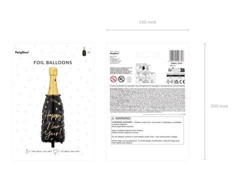 Balon foliowy Butelka Happy New Year, 39,5x98 cm, mix Balon foliowy Butelka Happy New Year, 39,5x98 cm, mix