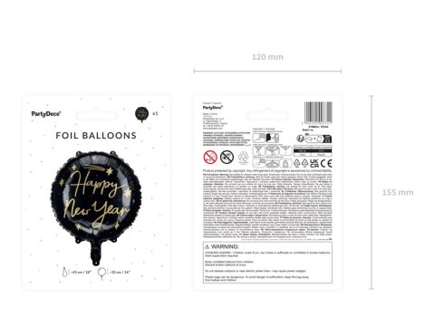 Balon foliowy Happy New Year, 45 cm, czarny Balon foliowy Happy New Year, 45 cm, czarny