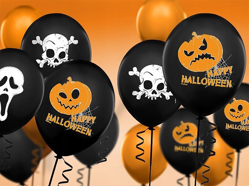 Balony czarne pomarańczowe na Halloween HURT x200 Balony czarne pomarańczowe na Halloween HURT x200