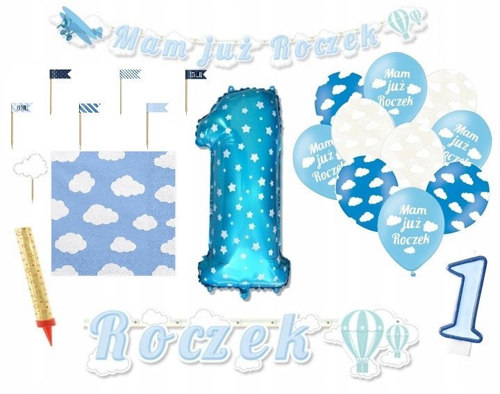 Balony girlanda serwetki topper zestaw na roczek Balony girlanda serwetki topper zestaw na roczek