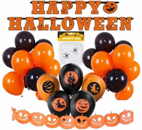 Girlanda dynie zestaw balony pajęczyna Halloween Girlanda dynie zestaw balony pajęczyna Halloween