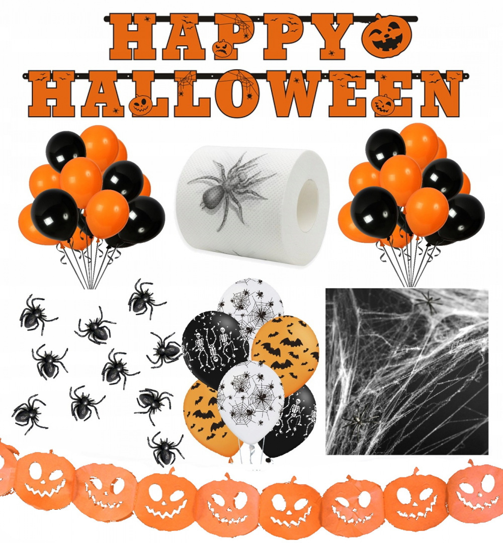 Zestaw dekoracje ozdoby balony sieć na Halloween Zestaw dekoracje ozdoby balony sieć na Halloween