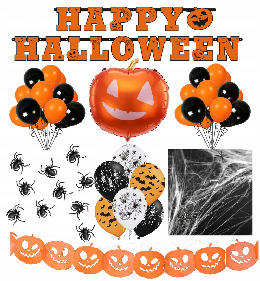 Zestaw dekoracje ozdoby balony sieć na Halloween Zestaw dekoracje ozdoby balony sieć na Halloween
