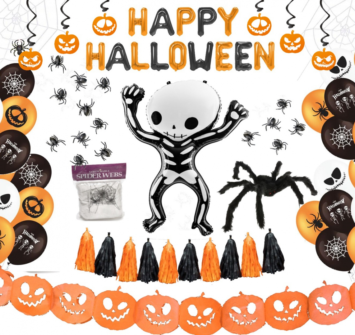 Zestaw dekoracje ozdoby balony sieć na Halloween Zestaw dekoracje ozdoby balony sieć na Halloween