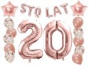Balony z konfetti napis STO LAT na 20 urodziny hel Balony z konfetti napis STO LAT na 20 urodziny hel