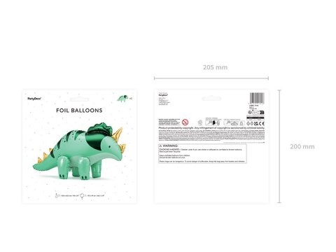 Balon foliowy Triceratops, 101x60.5cm, zielony Balon foliowy Triceratops, 101x60.5cm, zielony