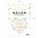 Balon serce na Chrzest Święty biały złoty gałązki Balon serce na Chrzest Święty biały złoty gałązki