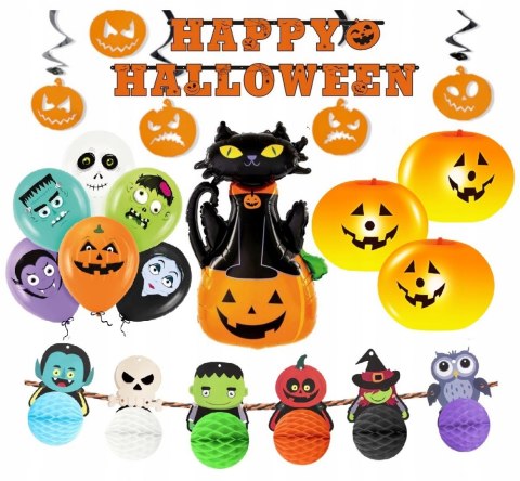 Balony na Halloween baner girlanda świecące dynie Balony na Halloween baner girlanda świecące dynie