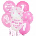 Balony róż dekoracje ozdoby na roczek 1 urodziny