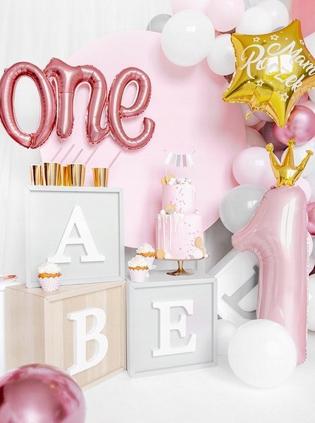 Balony róż dekoracje ozdoby na roczek 1 urodziny Balony róż dekoracje ozdoby na roczek 1 urodziny