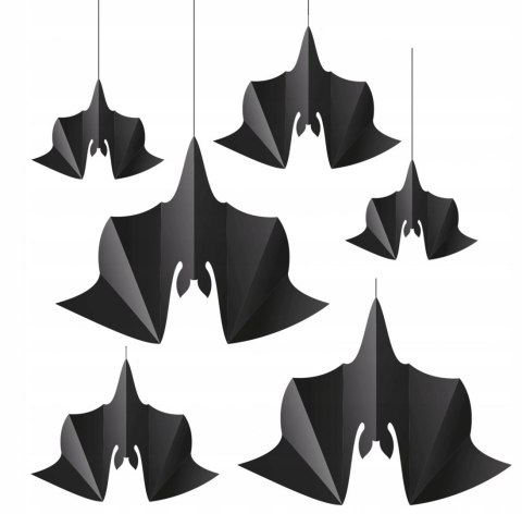 Dekoracje wiszące Halloween Nietoperze czarne 6szt Dekoracje wiszące Halloween Nietoperze czarne 6szt