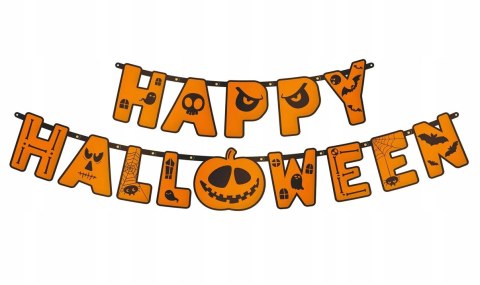 Girlanda baner Happy Halloween z dynią napis 185cm Girlanda baner Happy Halloween z dynią napis 185cm