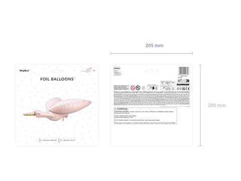 Balon foliowy Bocian, 103x60 cm, jasny różowy Balon foliowy Bocian, 103x60 cm, jasny różowy