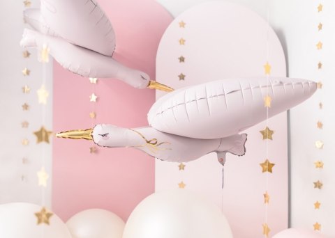 Balon foliowy Bocian, 103x60 cm, jasny różowy Balon foliowy Bocian, 103x60 cm, jasny różowy
