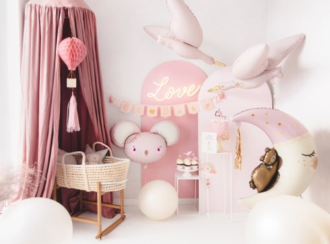 Balon foliowy Bocian, 103x60 cm, jasny różowy Balon foliowy Bocian, 103x60 cm, jasny różowy