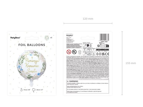 Balon foliowy ''Pierwsza Komunia Święta'', 45 cm, mix Balon foliowy ''Pierwsza Komunia Święta'', 45 cm, mix