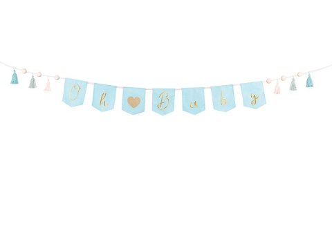 Baner Oh baby z frędzlami, błękit, 2.5 m Baner Oh baby z frędzlami, błękit, 2.5 m