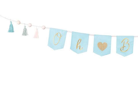 Baner Oh baby z frędzlami, błękit, 2.5 m Baner Oh baby z frędzlami, błękit, 2.5 m