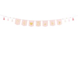 Baner Oh baby z frędzlami, jasny różowy, 2.5 m