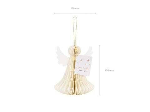 Dekoracja papierowa honeycomb Aniołek, kość słoniowa, 15 cm Dekoracja papierowa honeycomb Aniołek, kość słoniowa, 15 cm