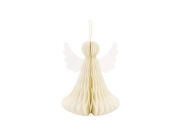 Dekoracja papierowa honeycomb Aniołek, kość słoniowa, 24 cm