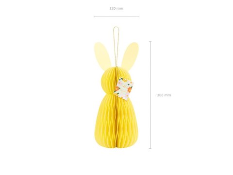 Dekoracja papierowa honeycomb Króliczek, żółty, 30 cm Dekoracja papierowa honeycomb Króliczek, żółty, 30 cm