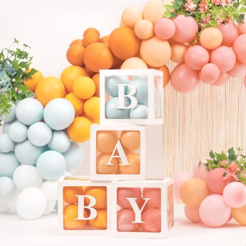 Pudełka na balony BABY, 30x30 cm, biały (1 op. / 4 szt.) Pudełka na balony BABY, 30x30 cm, biały (1 op. / 4 szt.)