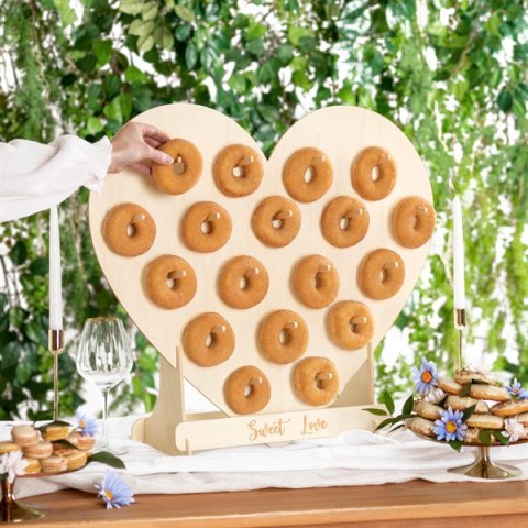 Ściana na Donuty Serce, naturalne drewno, 65x59 cm Ściana na Donuty Serce, naturalne drewno, 65x59 cm