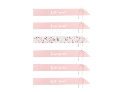 Szarfy Bride to be i Bridesmaid, mix, 76cm (1 op. / 6 szt.) Szarfy Bride to be i Bridesmaid, mix, 76cm (1 op. / 6 szt.)