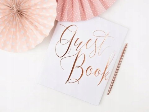 Księga gości GUEST BOOK różowe złoto biała prezent Księga gości GUEST BOOK różowe złoto biała prezent