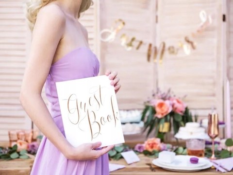 Księga gości GUEST BOOK różowe złoto biała prezent Księga gości GUEST BOOK różowe złoto biała prezent