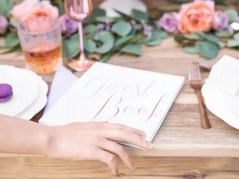Księga gości GUEST BOOK różowe złoto biała prezent Księga gości GUEST BOOK różowe złoto biała prezent