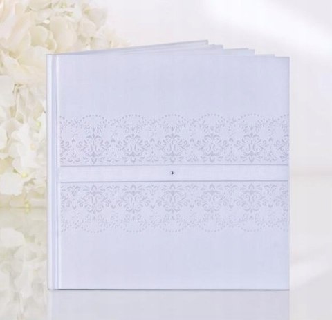 Księga gości biała perłowa pamiątka na ślub wesele